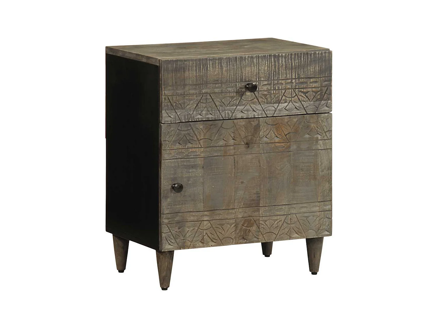 Table de chevet gris clair 50x33x60 cm bois de manguier massif