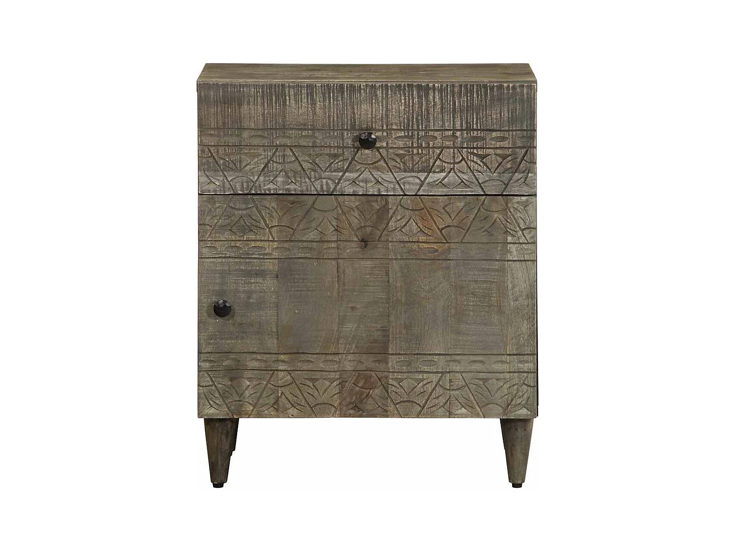 Table de chevet gris clair 50x33x60 cm bois de manguier massif