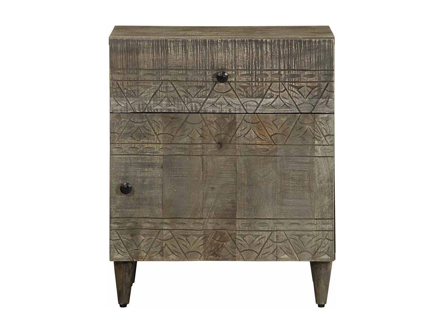 Mesita de noche gris claro 50x33x60 cm madera maciza de mango