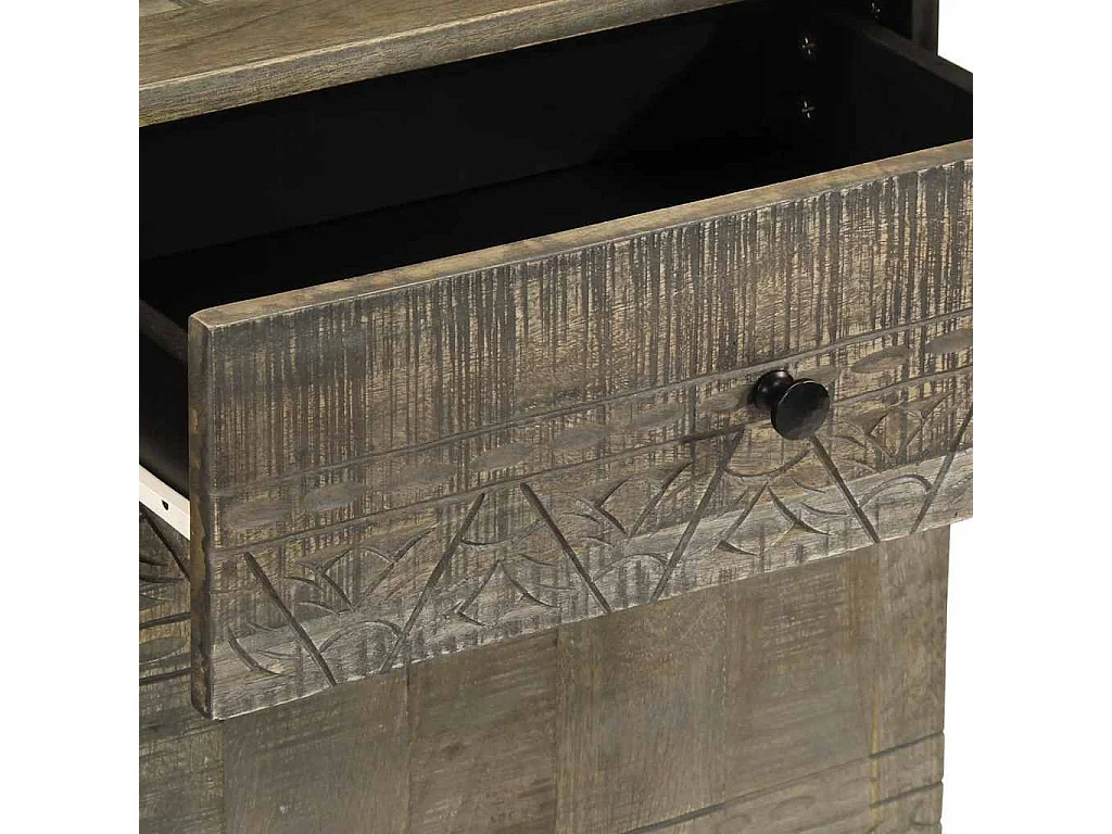 Mesita de noche gris claro 50x33x60 cm madera maciza de mango