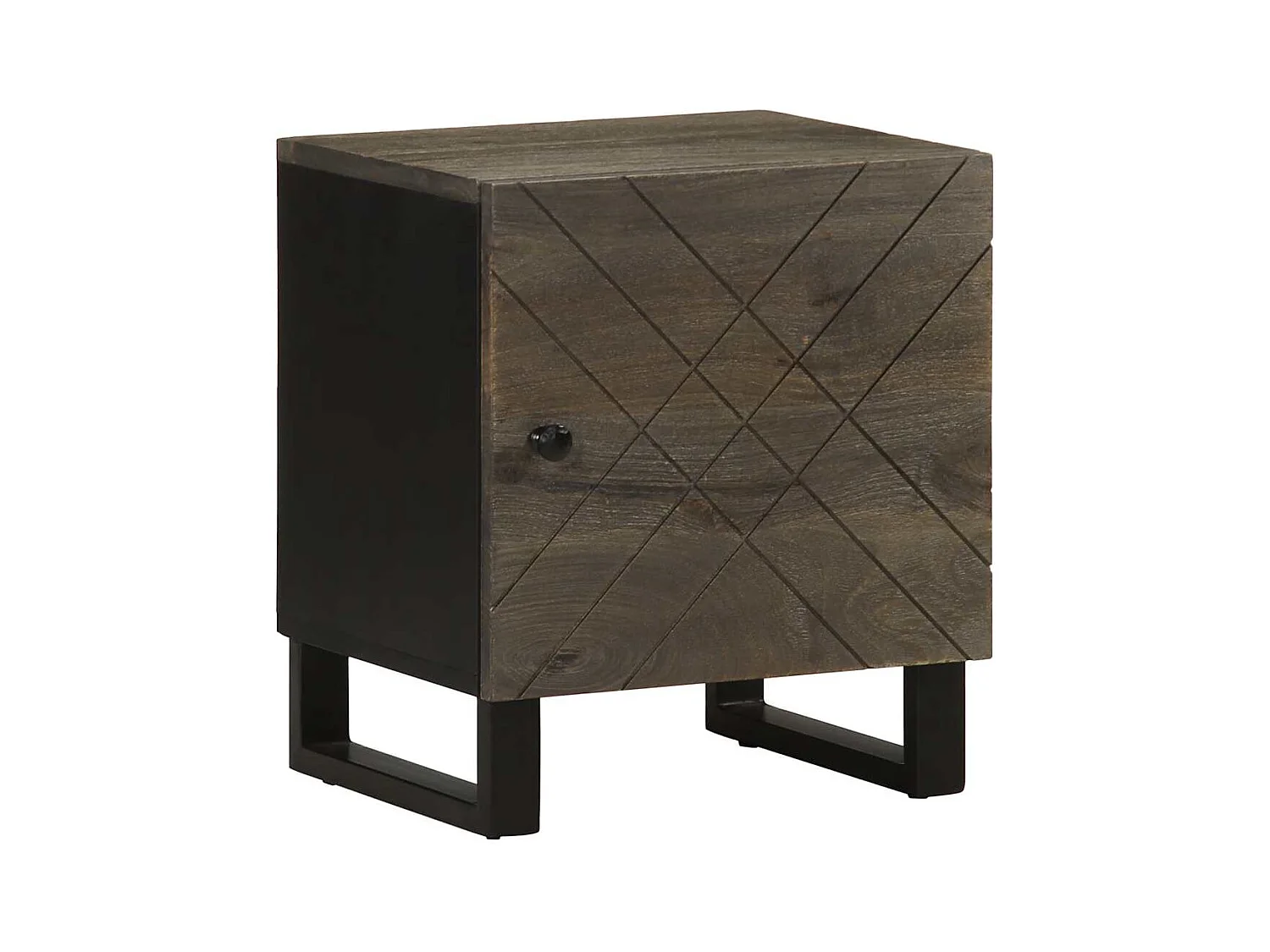 Zwart nachtkastje 40x33x46 cm massief mangohout