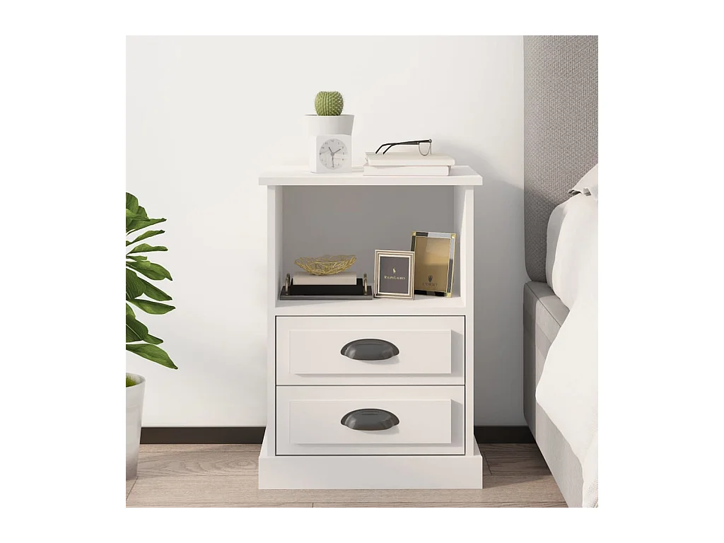 Table de chevet blanc 43x36x60 cm