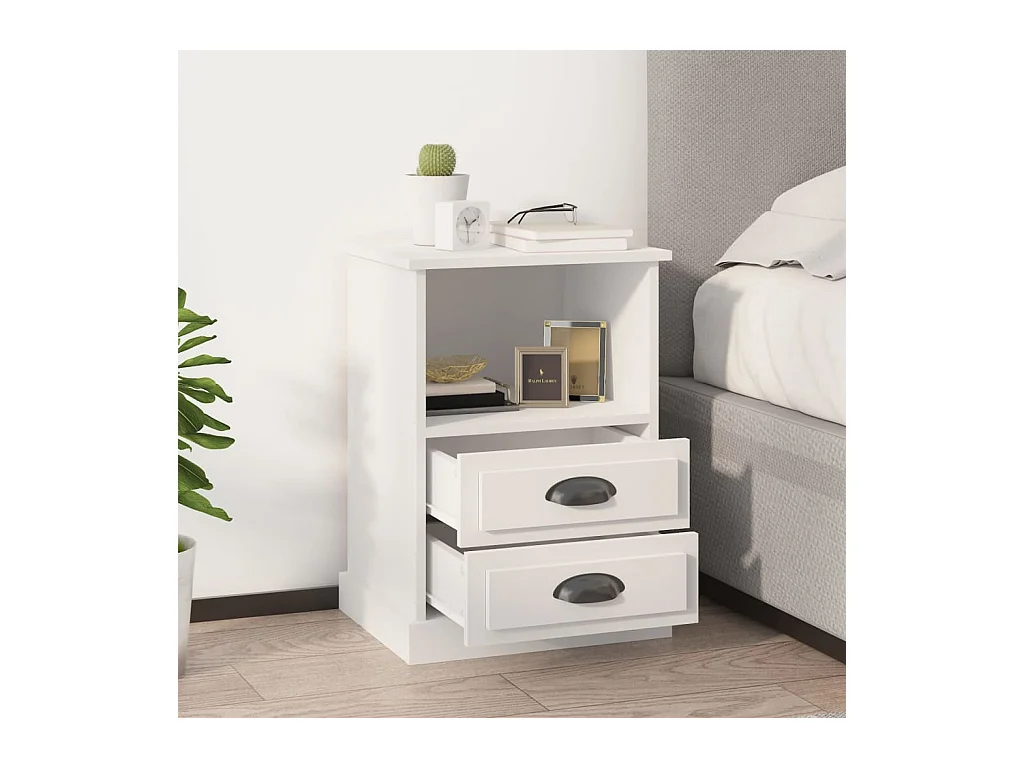 Table de chevet blanc 43x36x60 cm