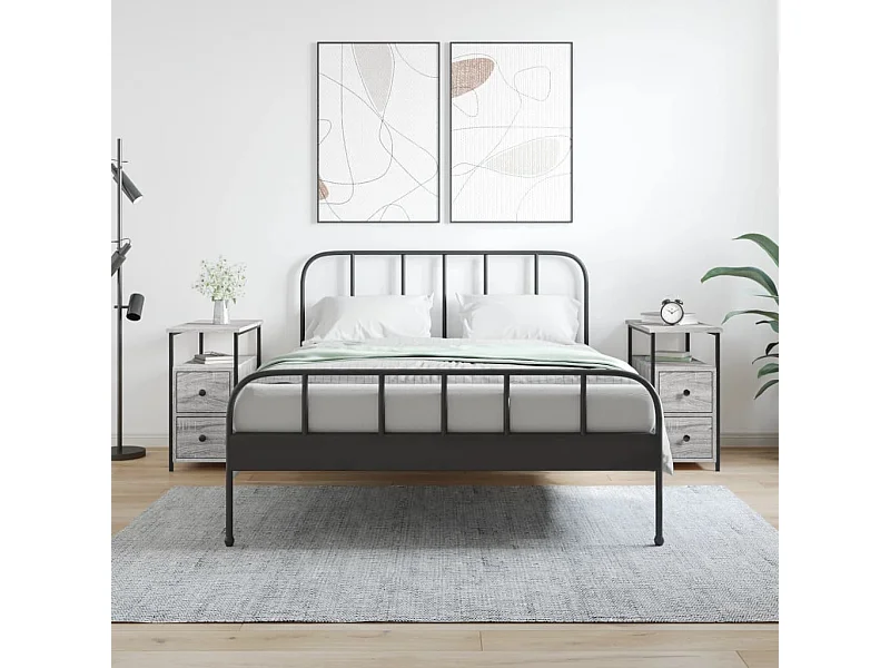 Mesitas de noche 2 piezas gris sonoma 30x60x60cm madera de ingeniería