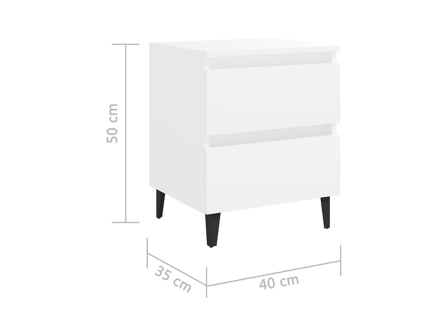 Table de chevet blanc 40x35x50 cm bois d’ingénierie