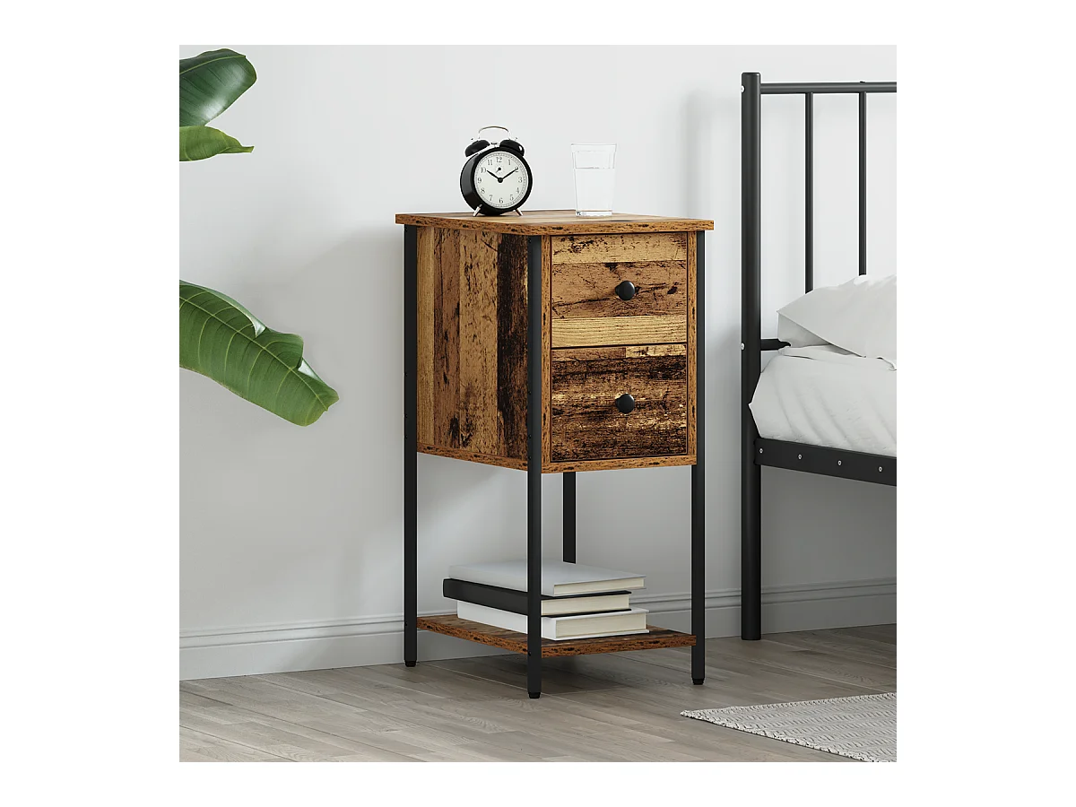 Cabinet de chevet avec tiroir Bois ancien 32 x 42 x 70 cm