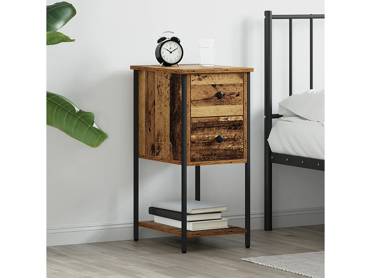 Cabinet de chevet avec tiroir Bois ancien 32 x 42 x 70 cm