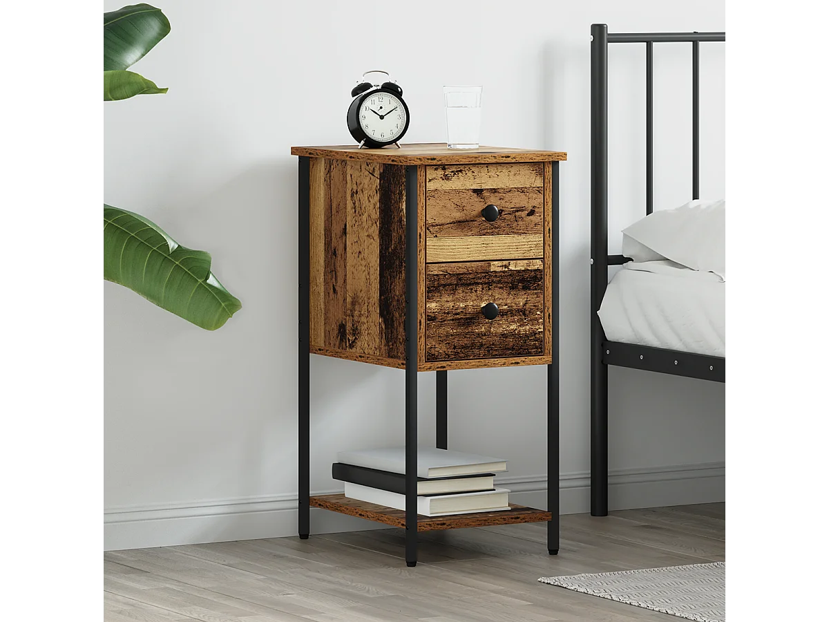 Cabinet de chevet avec tiroir Bois ancien 32 x 42 x 70 cm