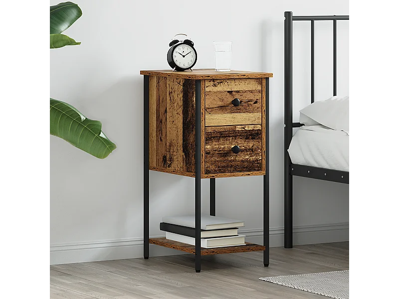 Cabinet de chevet avec tiroir Bois ancien 32 x 42 x 70 cm