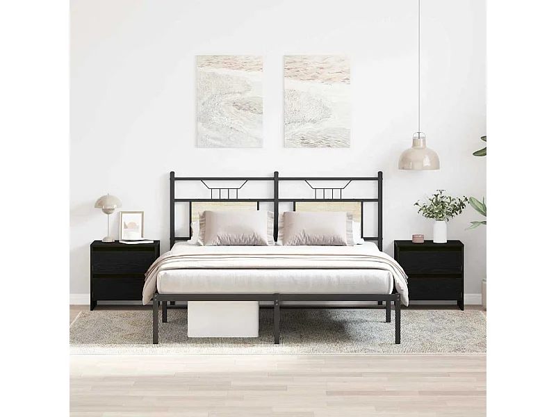 Comodino 2 pezzi Rovere nero 45x34x44,5 cm Legno ingegnerizzato