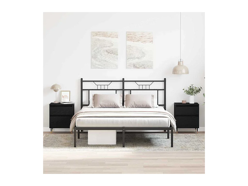 Tables de chevet 2pcs Chêne Noir 40x35x50 cm Bois d'ingénierie