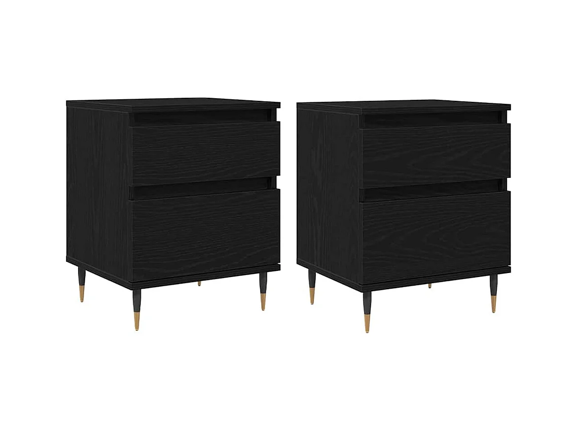 Tables de chevet 2pcs Chêne Noir 40x35x50 cm Bois d'ingénierie