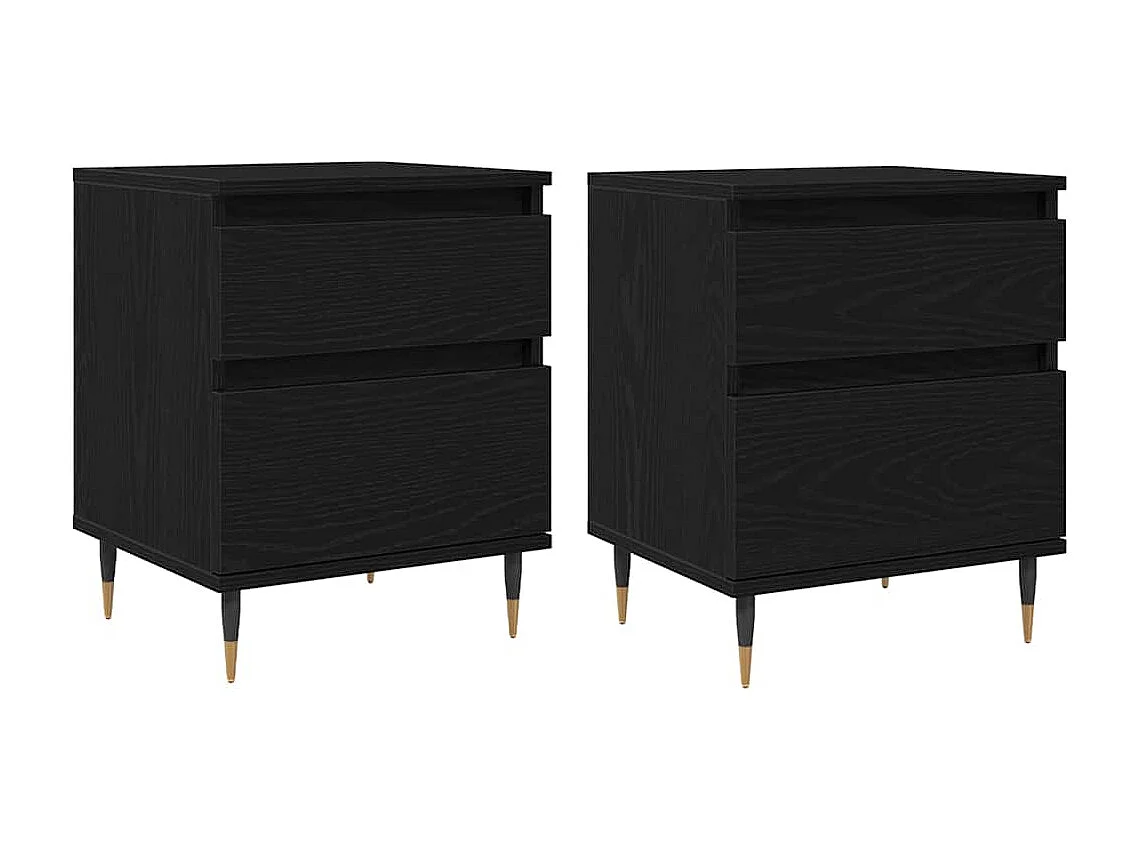 Tables de chevet 2pcs Chêne Noir 40x35x50 cm Bois d'ingénierie