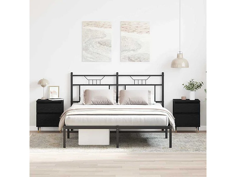 Comodini 2 pezzi Rovere Nero 40x35x50 cm Legno ingegnerizzato