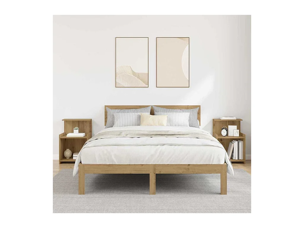Tables de nuit - 2 pcs en chêne, 40 x 35 x 60 cm, faites en bois d'ingénierie