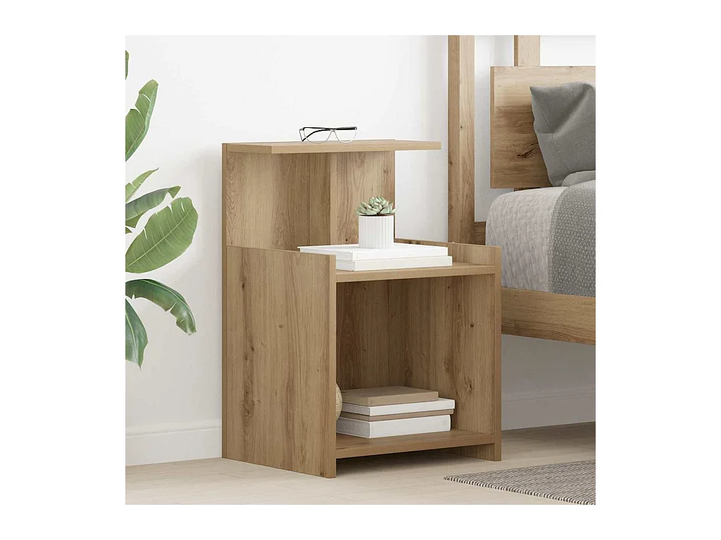 Tables de nuit - 2 pcs en chêne, 40 x 35 x 60 cm, faites en bois d'ingénierie