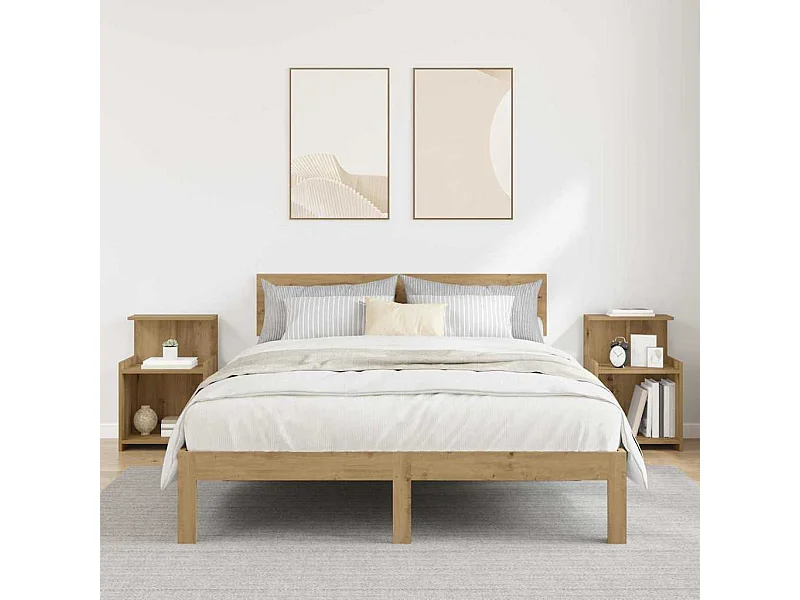 Tables de nuit - 2 pcs en chêne, 40 x 35 x 60 cm, faites en bois d'ingénierie