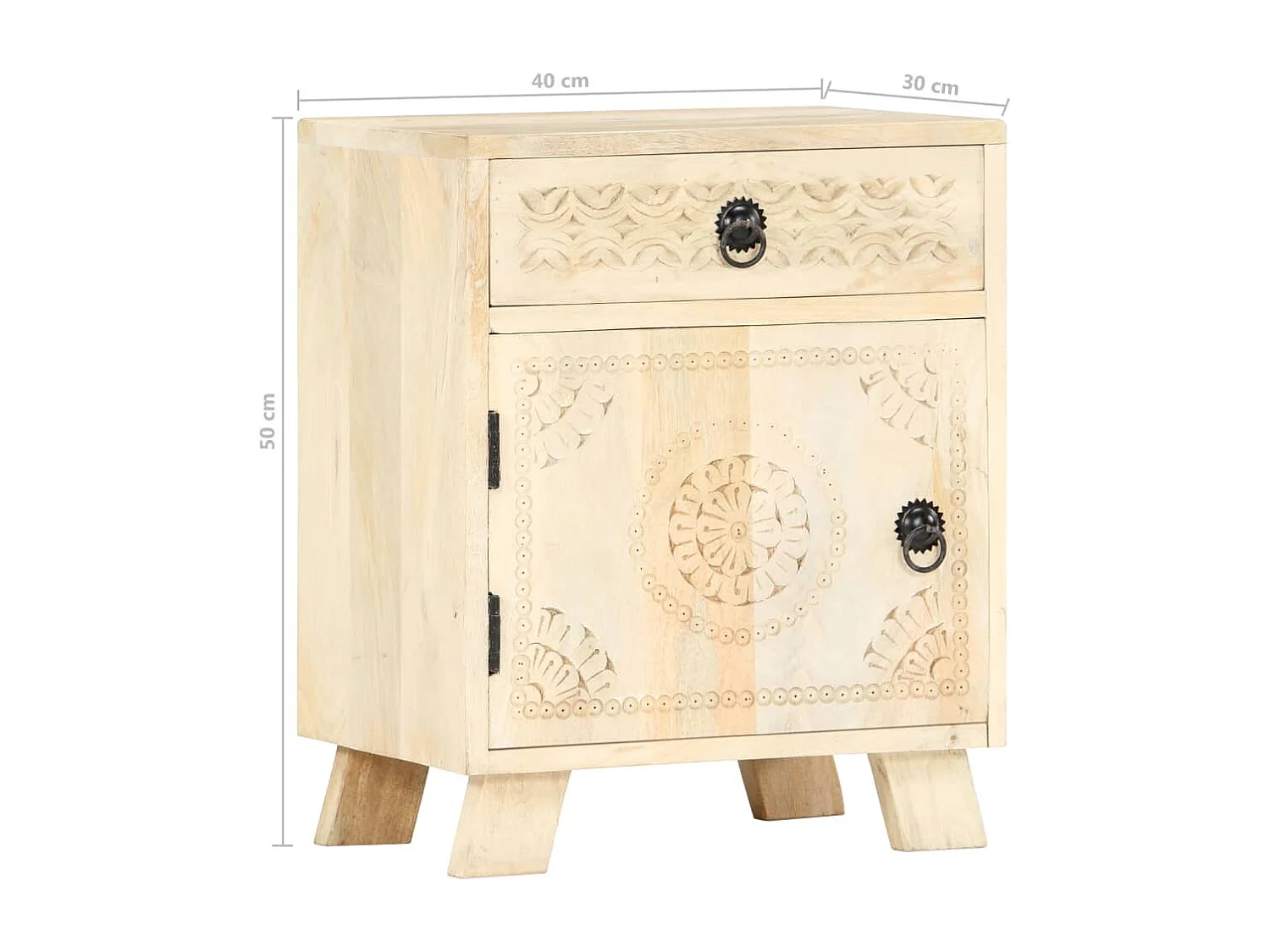 Table de chevet 40x30x50 cm Bois de manguier massif