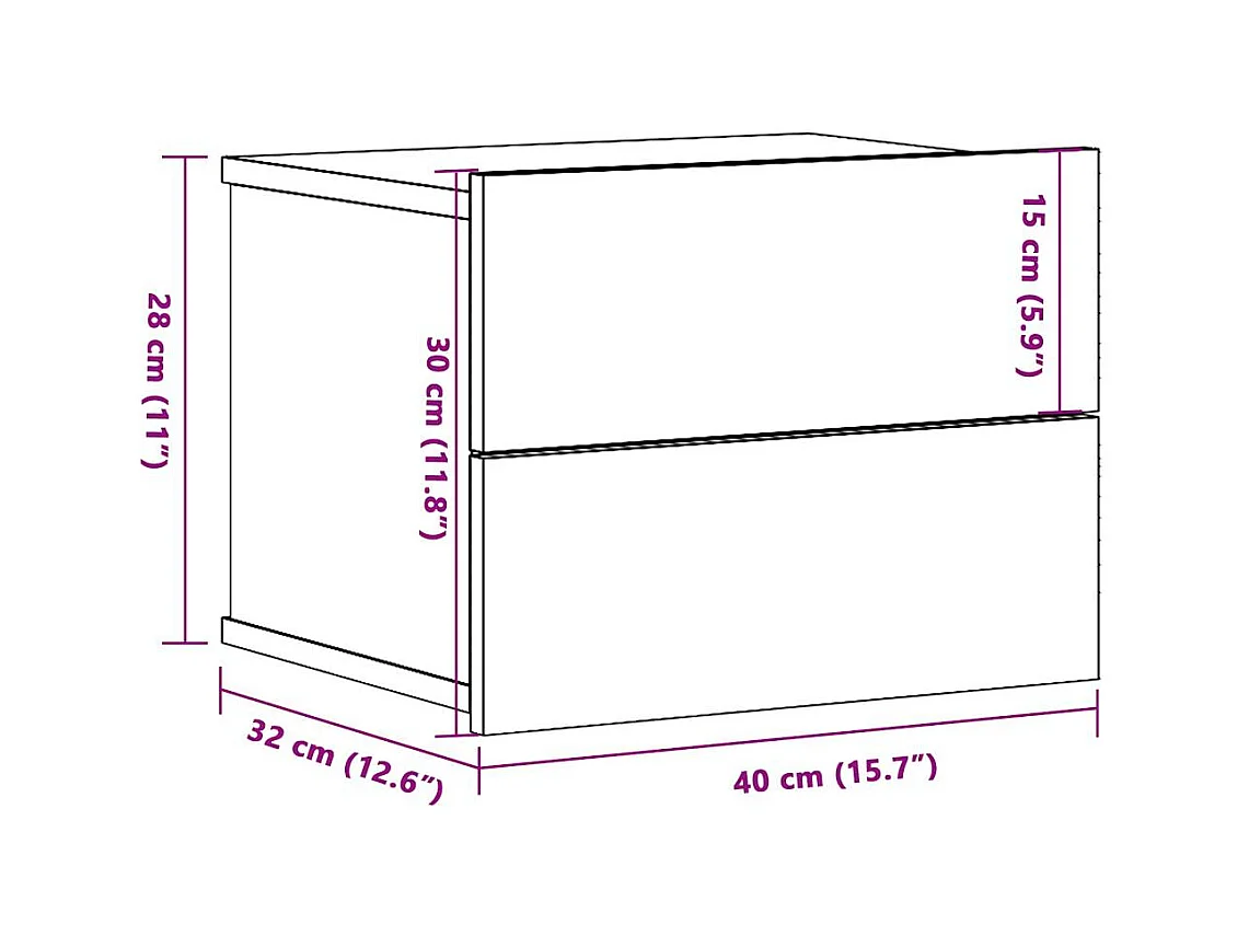 Tables de chevet murales 2 pcs chêne artisanal 40x32x30 cm