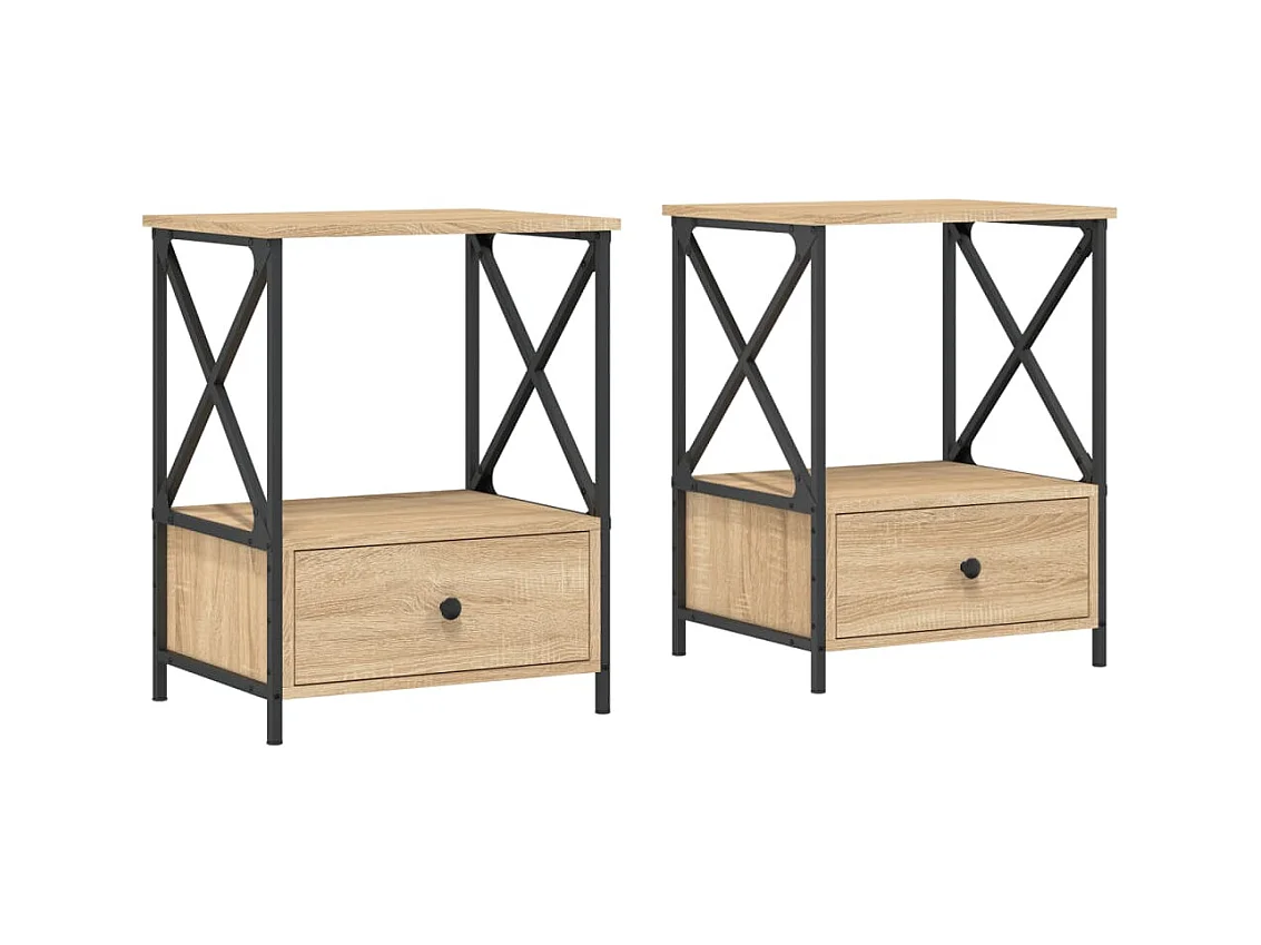 Mesitas de noche 2 piezas roble sonoma 50x41x65 cm madera de ingeniería