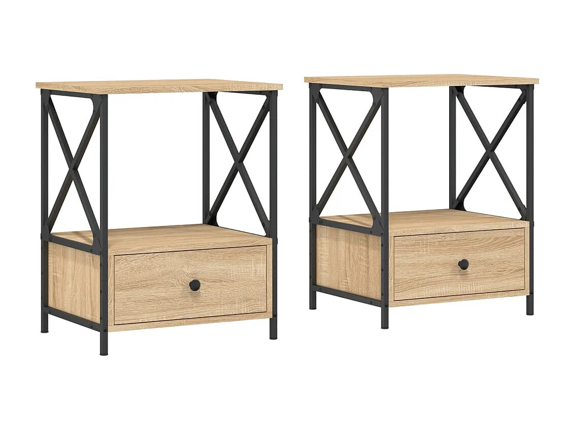 Mesitas de noche 2 piezas roble sonoma 50x41x65 cm madera de ingeniería