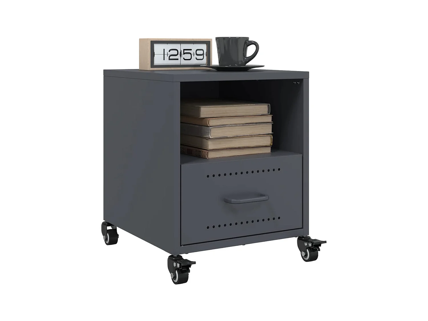 Tables de chevet 2 pcs anthracite 36x39x43,5 cm acier