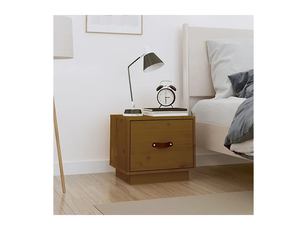 Table de chevet Marron miel 40x34x35 cm Bois de pin solide