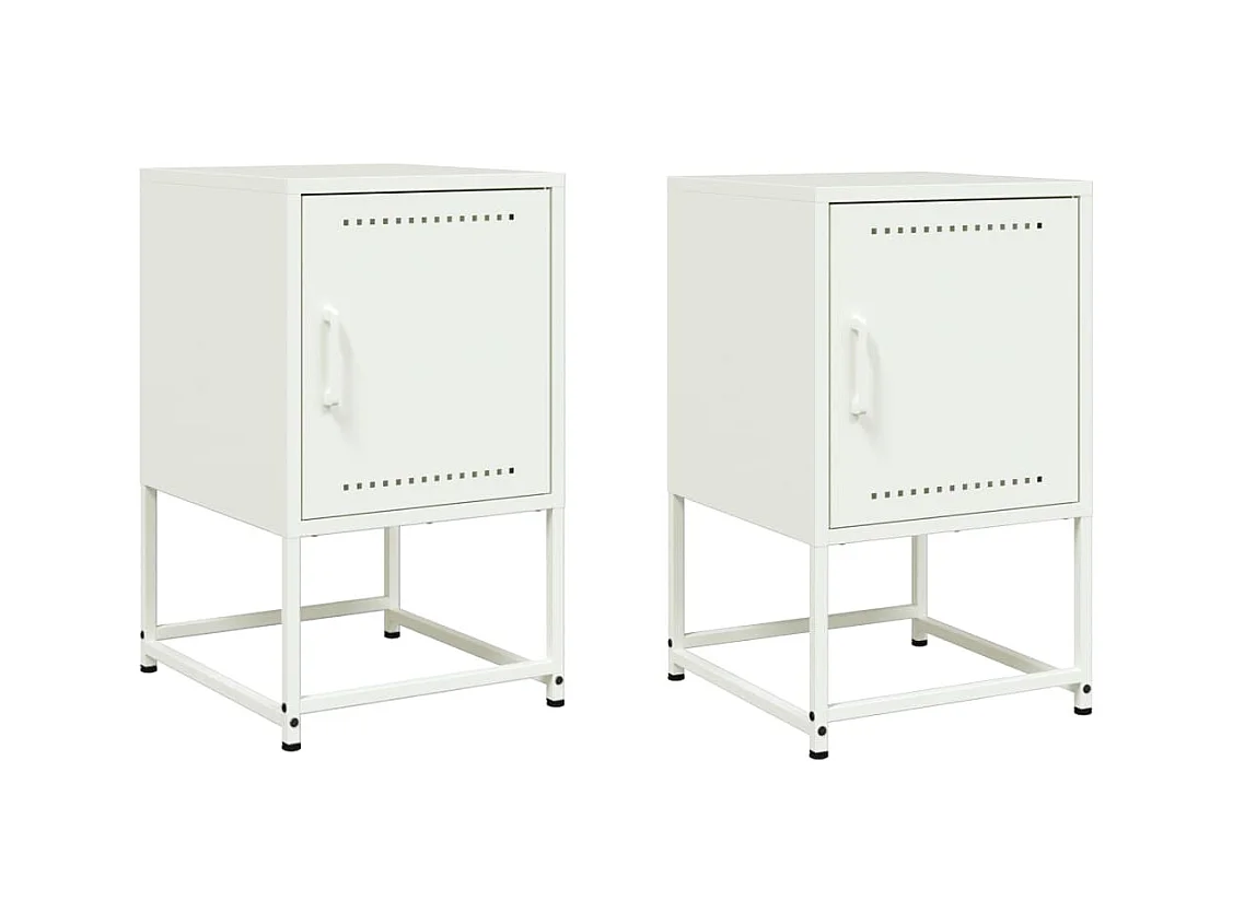 Tables de chevet 2 pcs blanc 36x39x60,5 cm acier