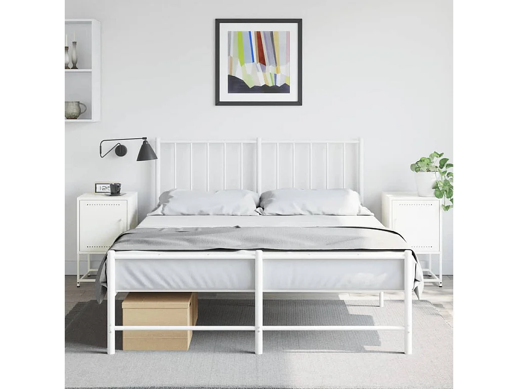 Tables de chevet 2 pcs blanc 36x39x60,5 cm acier