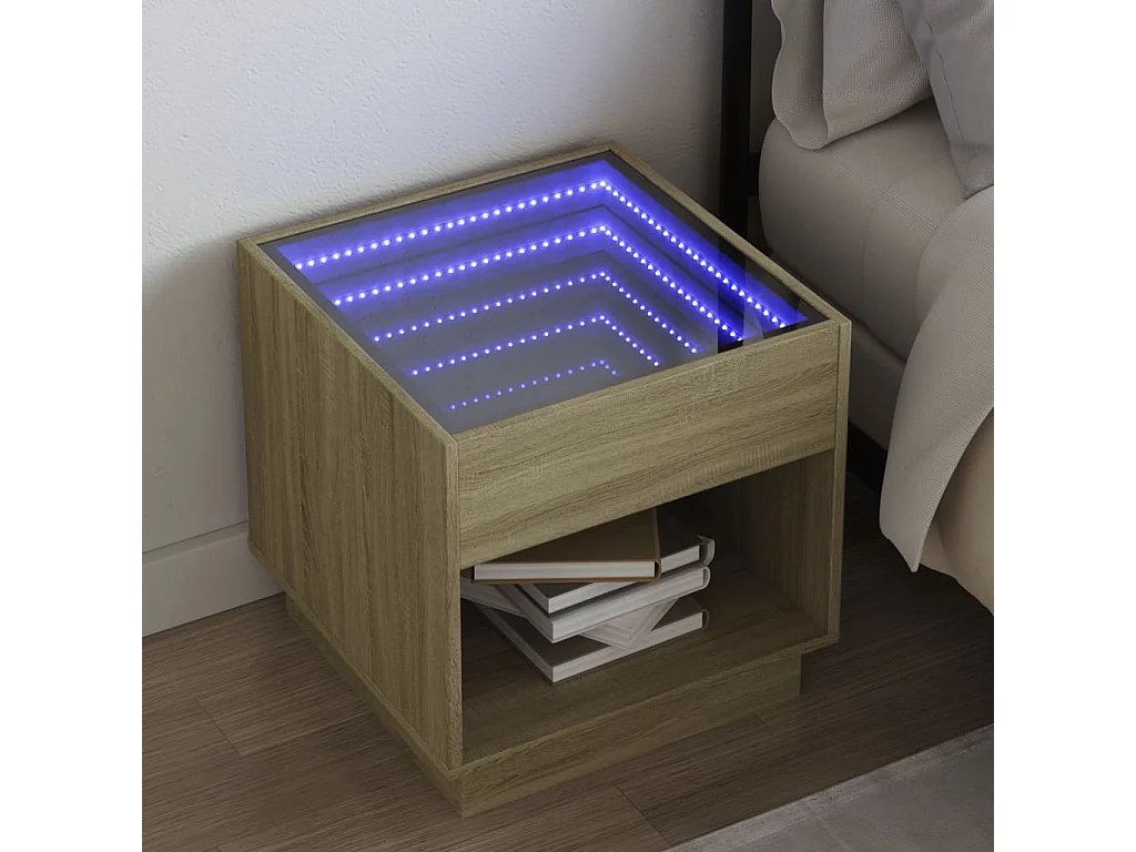 Nachtkastje met LED infinity sonoma eiken 50x50x50 cm