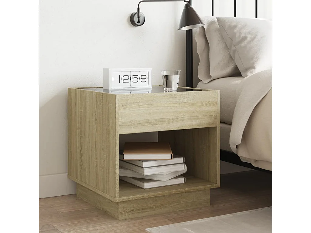 Nachtkastje met LED infinity sonoma eiken 50x50x50 cm