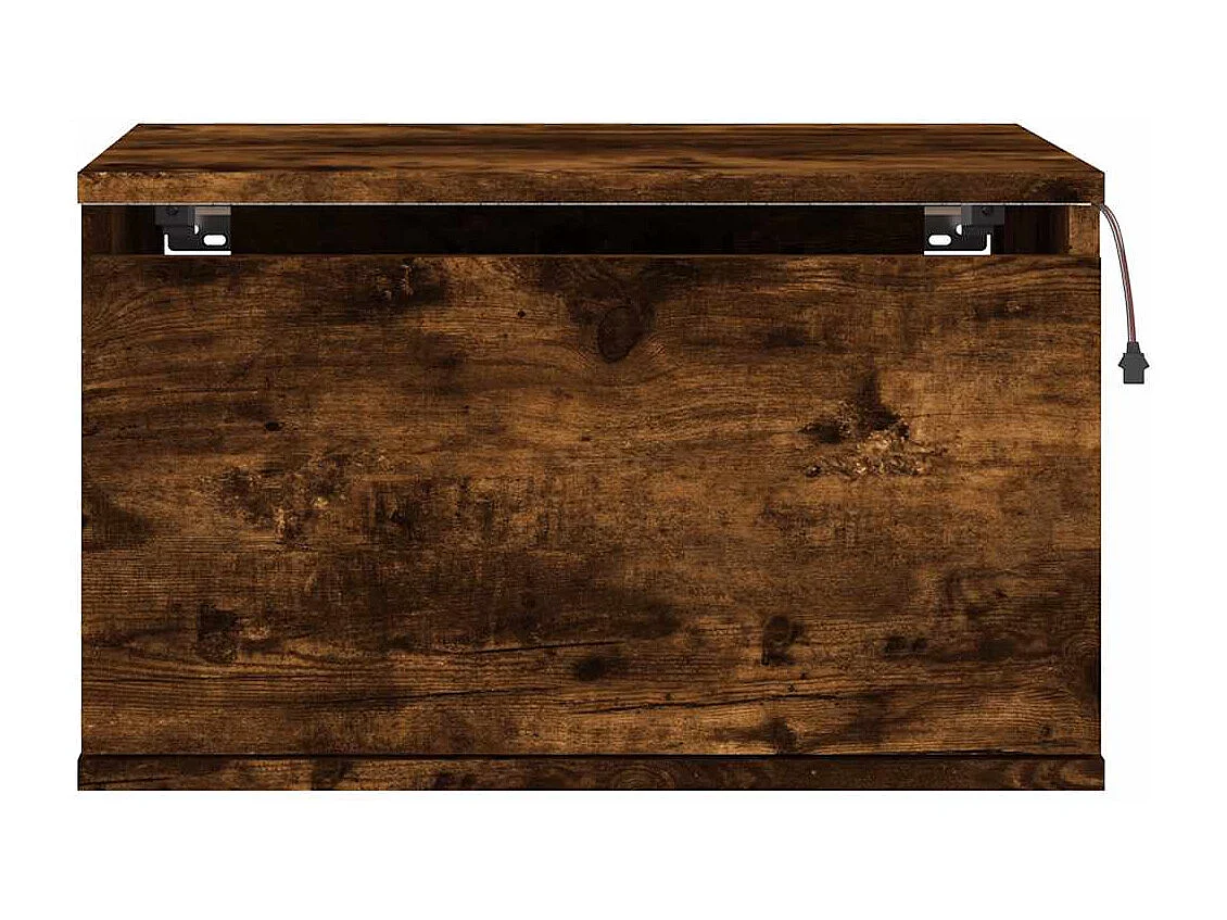 Wand-Nachttisch mit LED-Beleuchtung, Eiche geräuchert