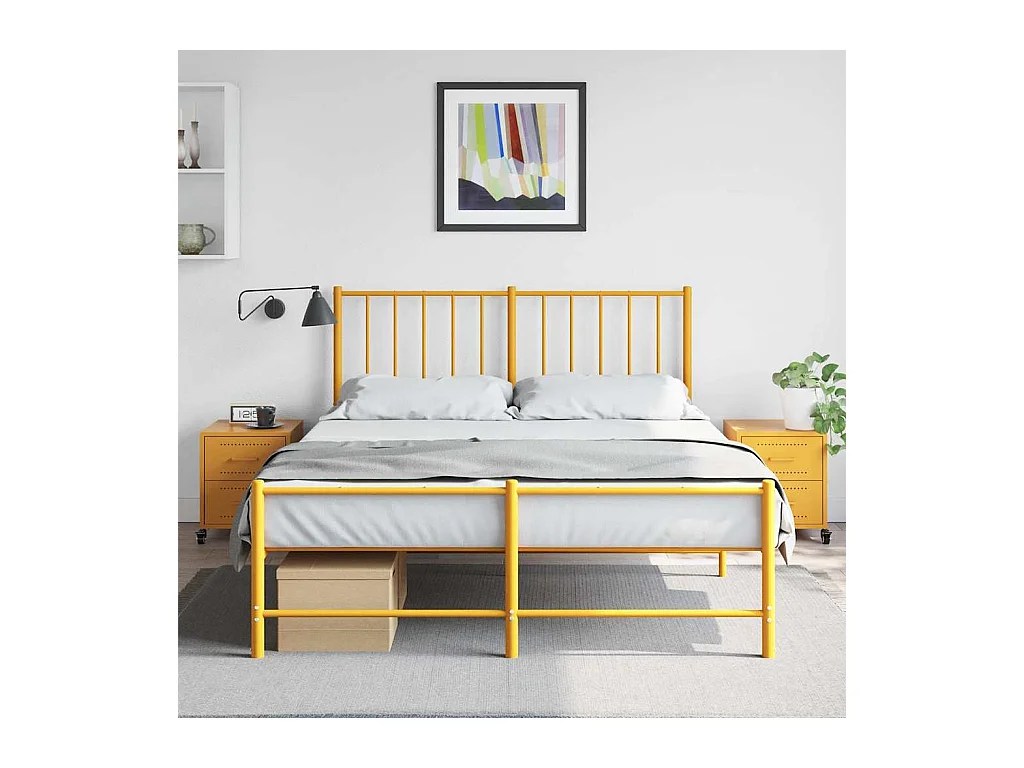 Tables de chevet 2 pcs jaune moutarde 36x39x43,5 cm acier