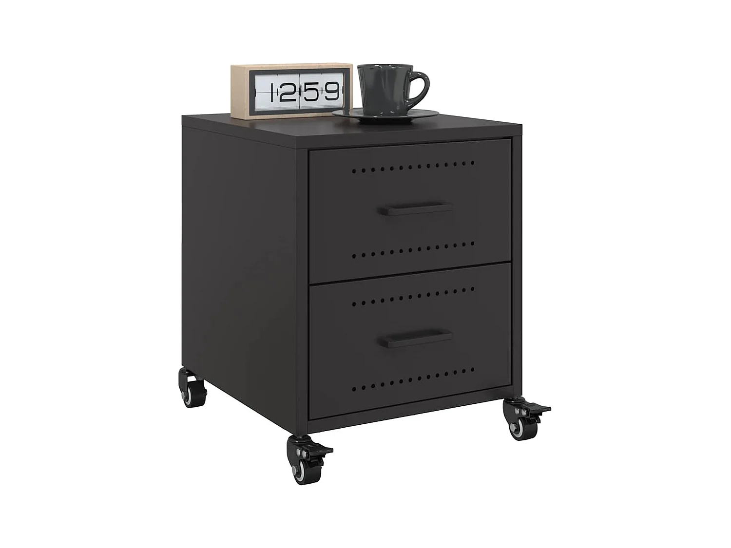 Tables de chevet 2 pcs noir 36x39x43,5 cm acier