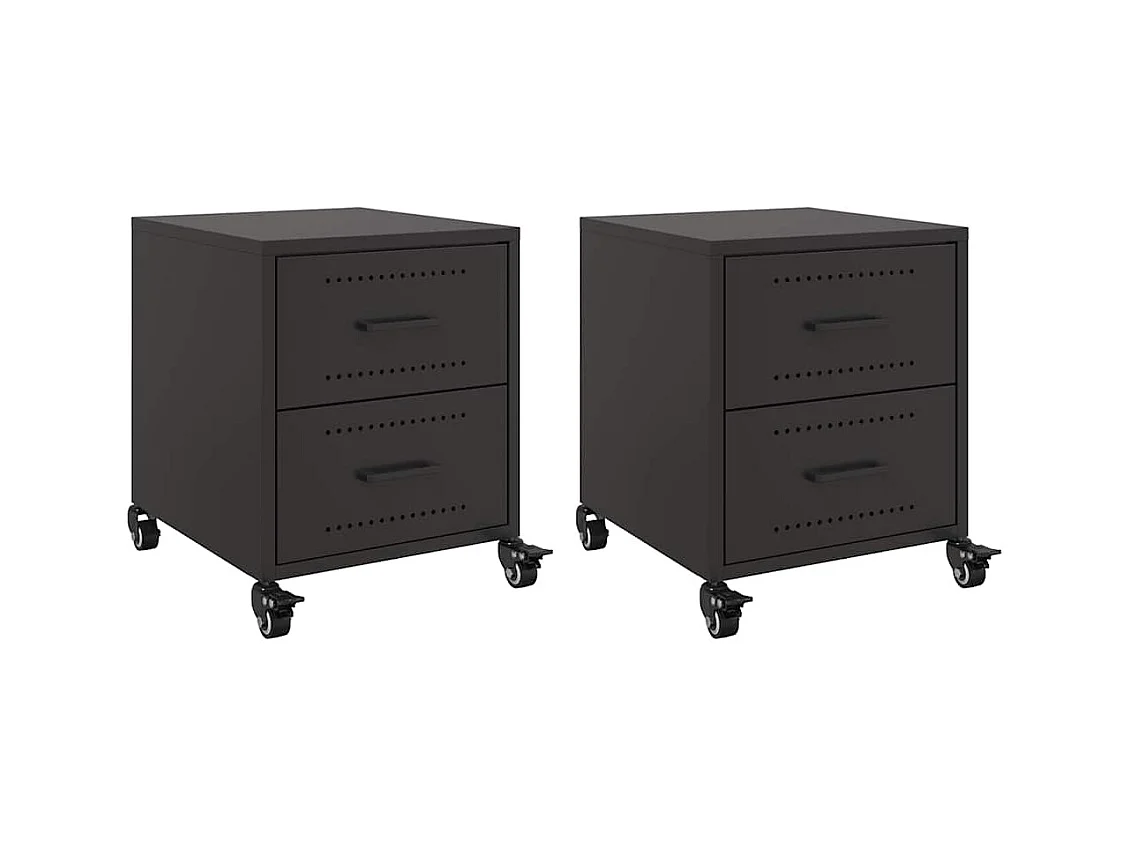 Tables de chevet 2 pcs noir 36x39x43,5 cm acier