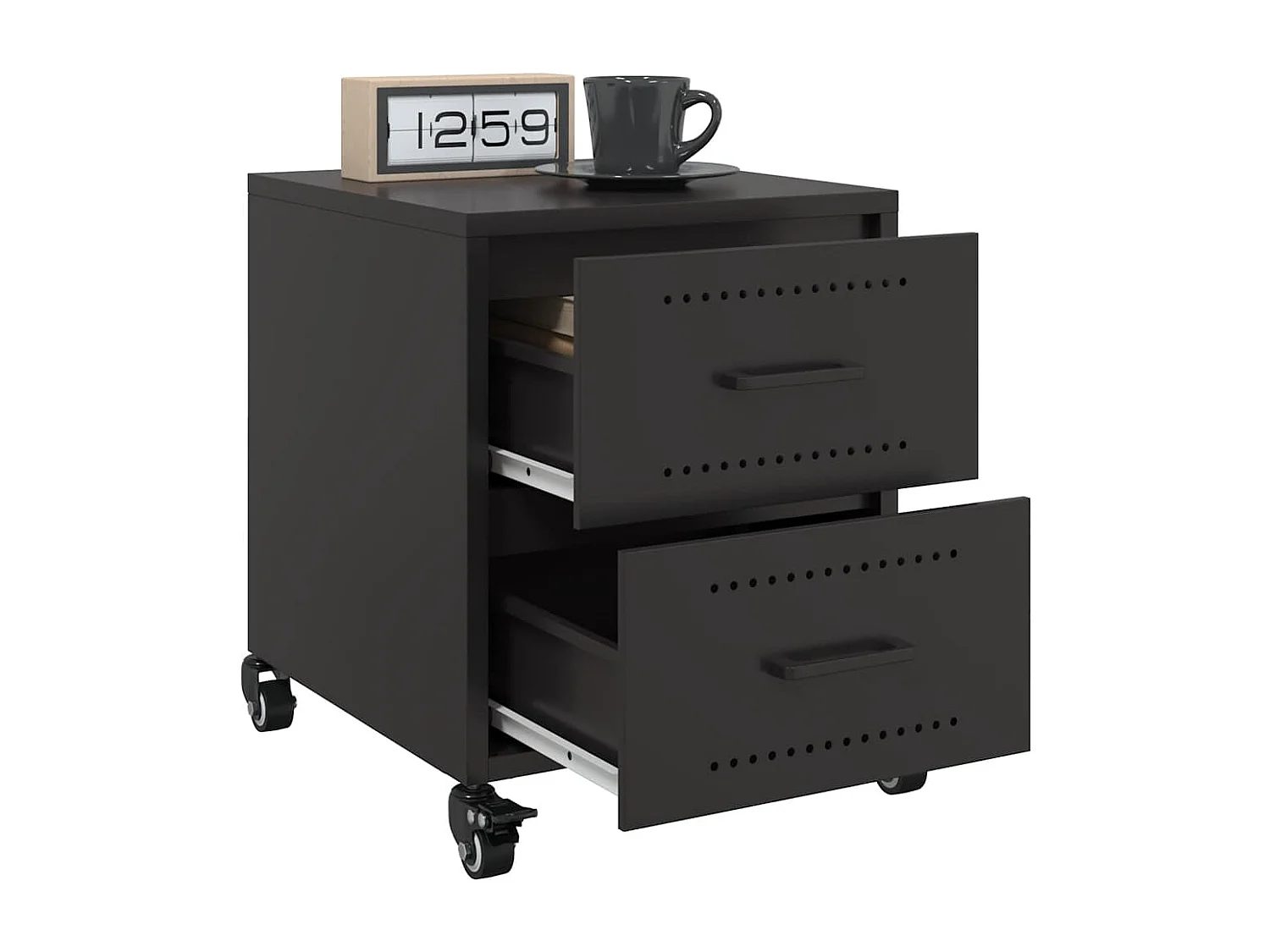 Tables de chevet 2 pcs noir 36x39x43,5 cm acier