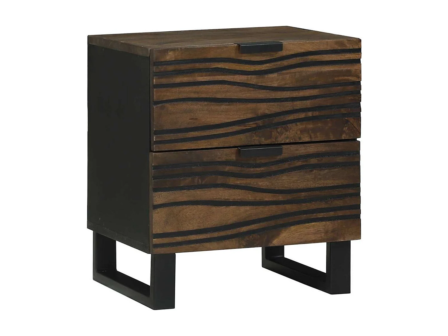 Meubles de chevet - 2 pièces, 40x33.5x46 cm, en bois massif de mangue