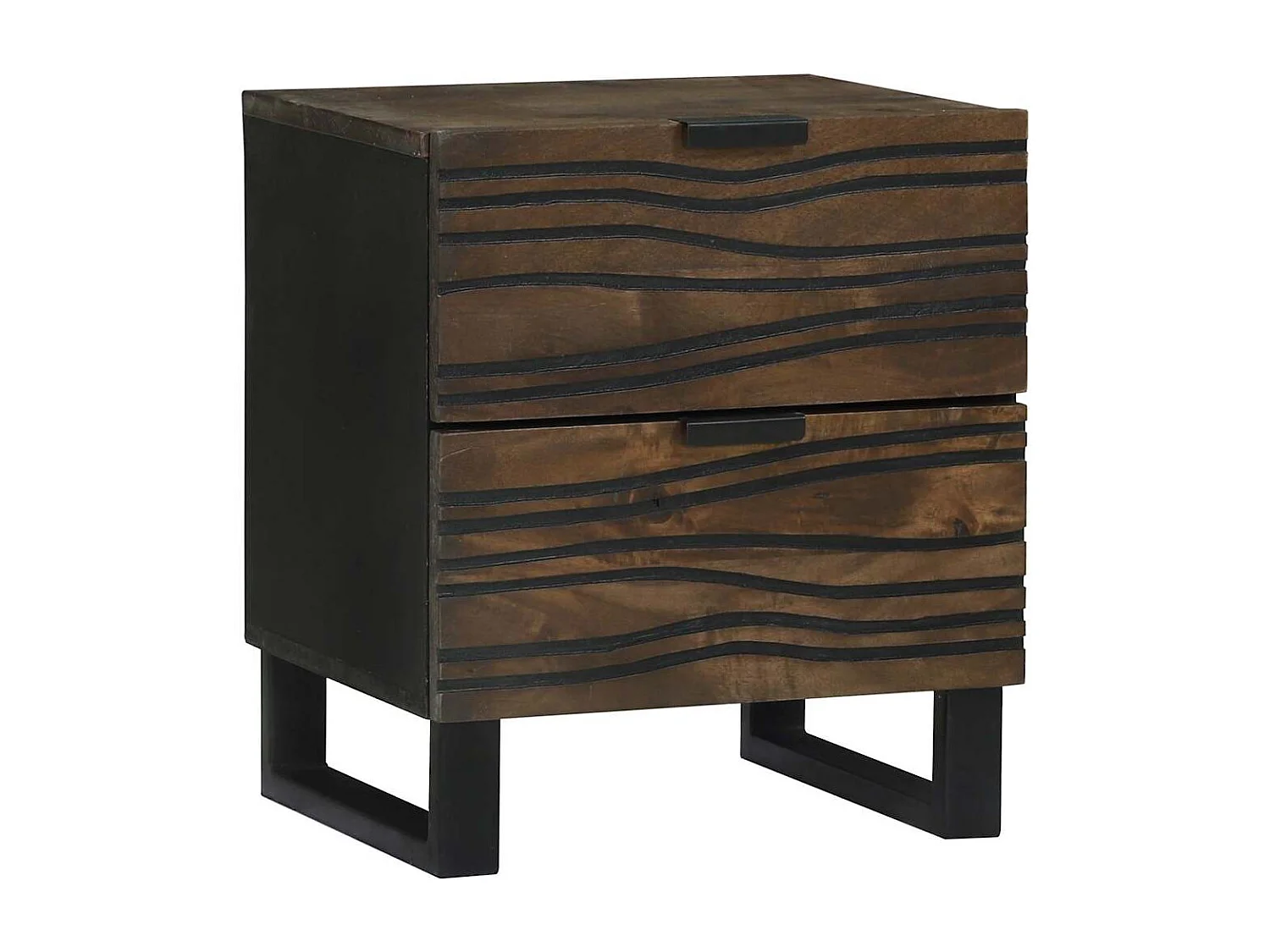 Meubles de chevet - 2 pièces, 40x33.5x46 cm, en bois massif de mangue