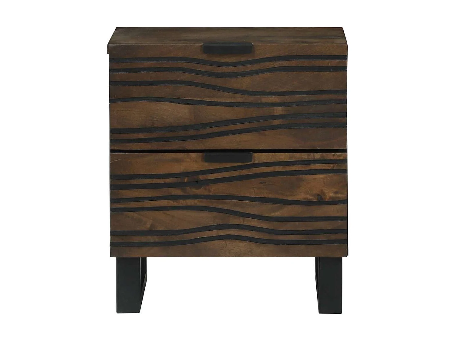 Meubles de chevet - 2 pièces, 40x33.5x46 cm, en bois massif de mangue