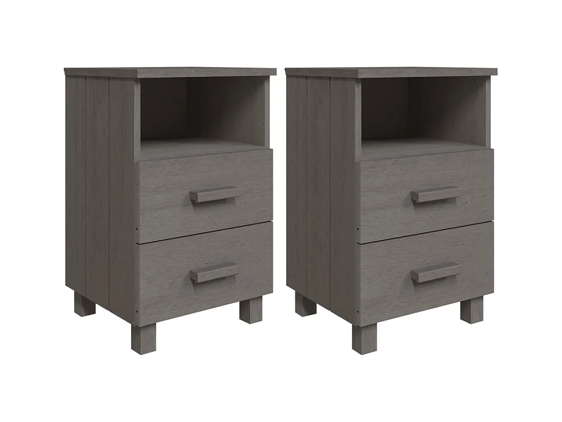 Tables de chevet 2 pcs Gris clair 40x35x62 cm Bois massif