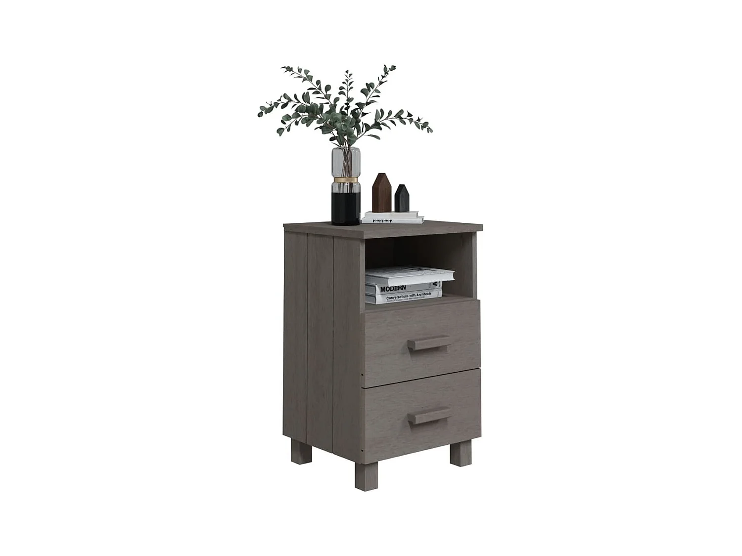 Tables de chevet 2 pcs Gris clair 40x35x62 cm Bois massif