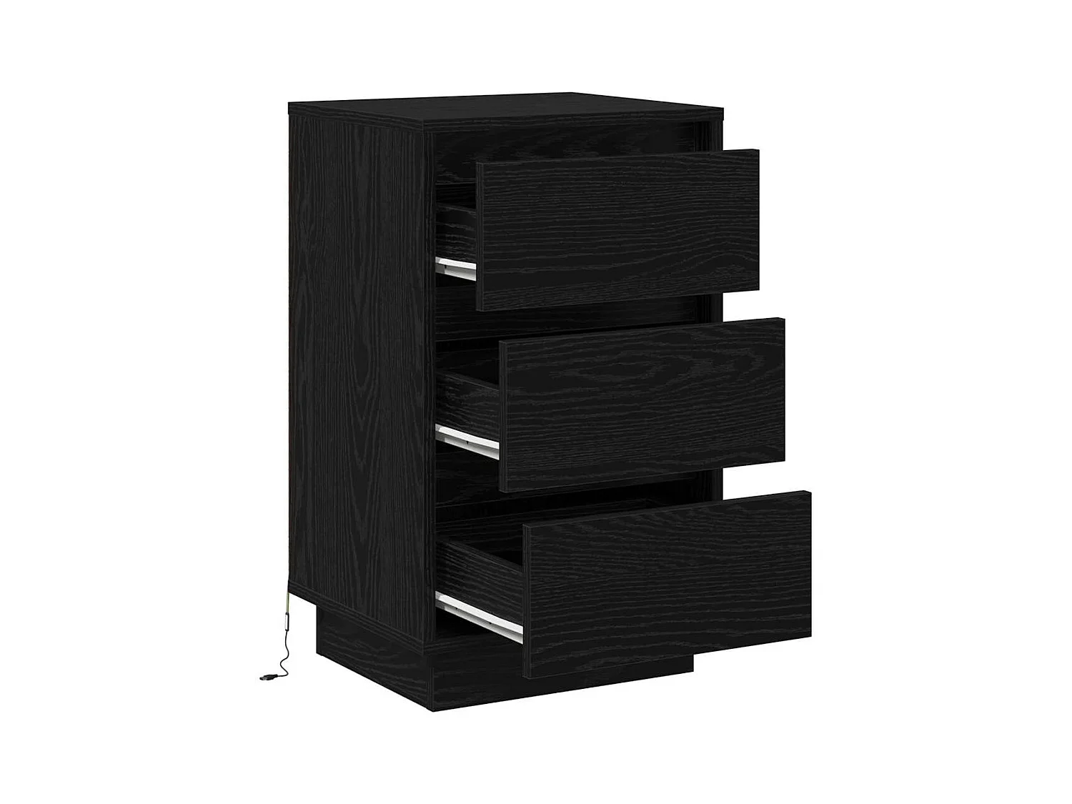 Cabinet de chevet avec LED chêne noir 39x34,5x65 cm en bois d'ingénierie