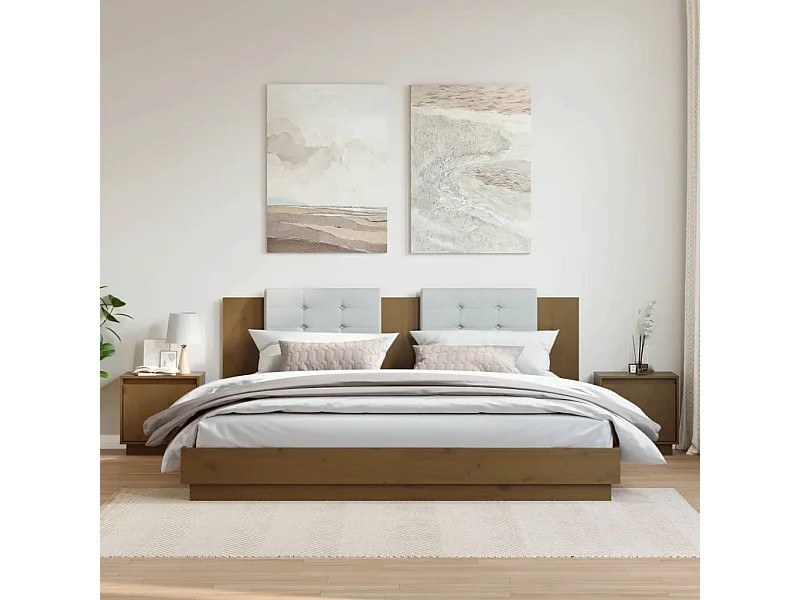 Comodini 2 pezzi marrone miele 40x30x40cm in legno massello di pino