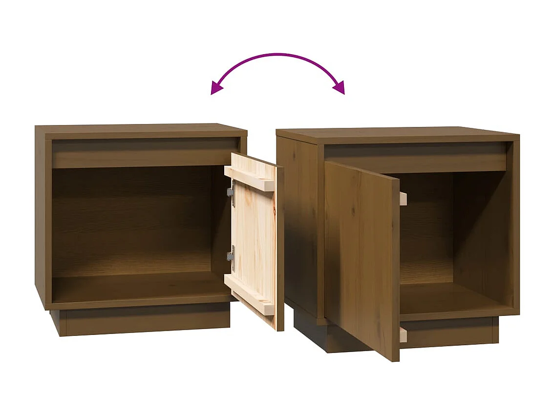 Tables de chevet 2pcs Marron miel 40x30x40cm Bois de pin solide