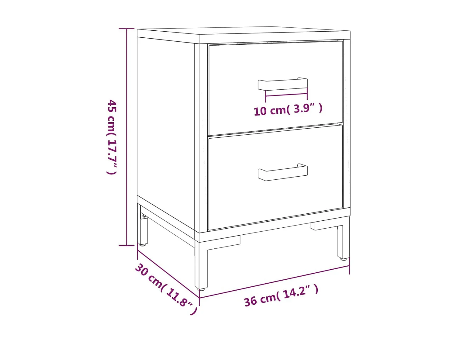 Comodino Marrone 36x30x45 cm Legno massello di pino