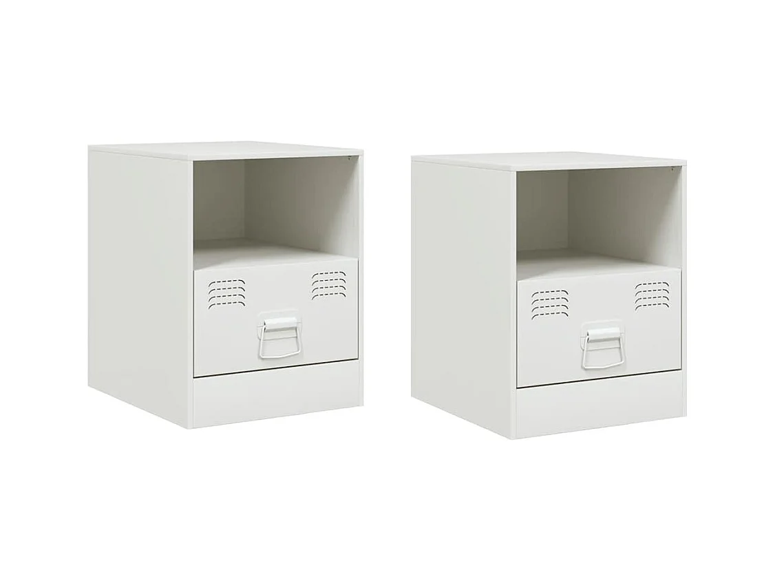 Tables de chevet 2 pcs blanc 34,5x39x44 cm acier