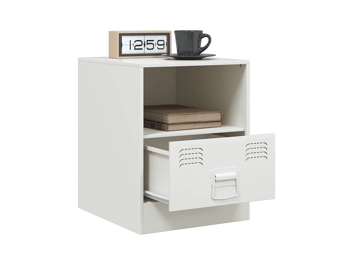 Tables de chevet 2 pcs blanc 34,5x39x44 cm acier