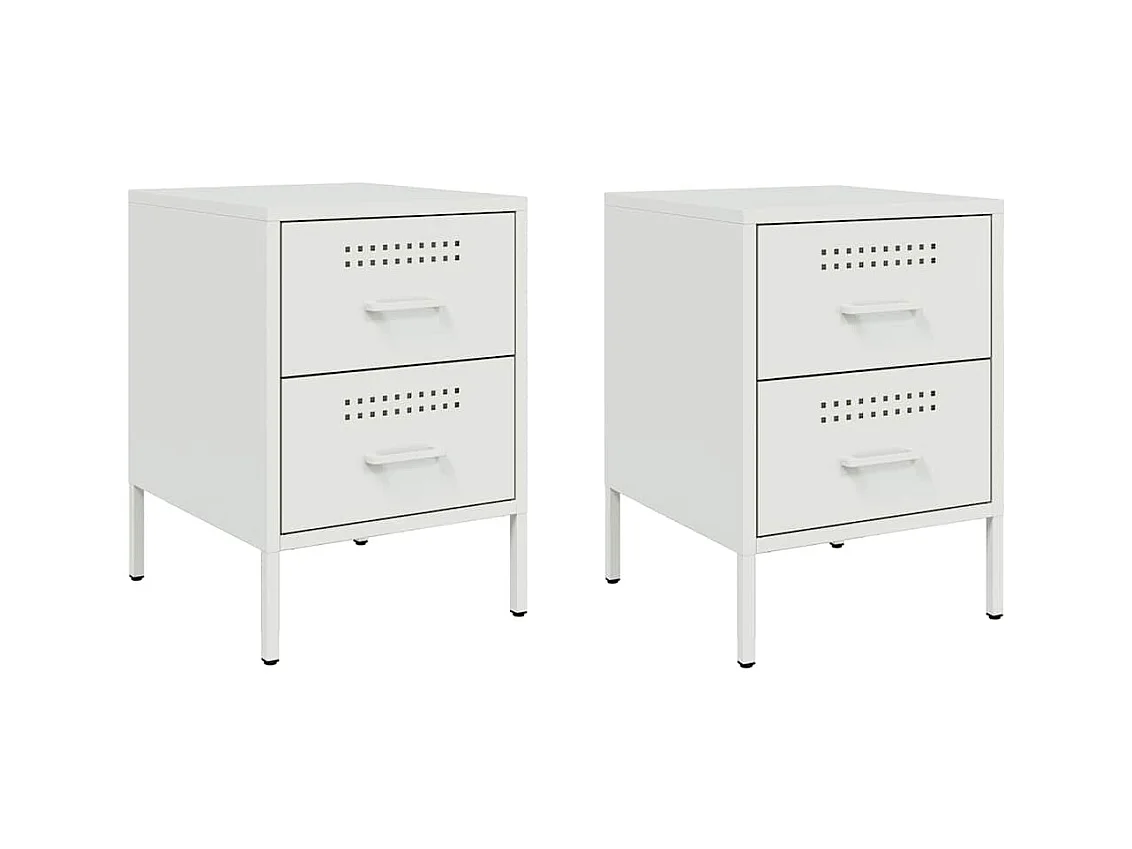 Tables de chevet 2 pcs blanc 36x39x50,5 cm acier