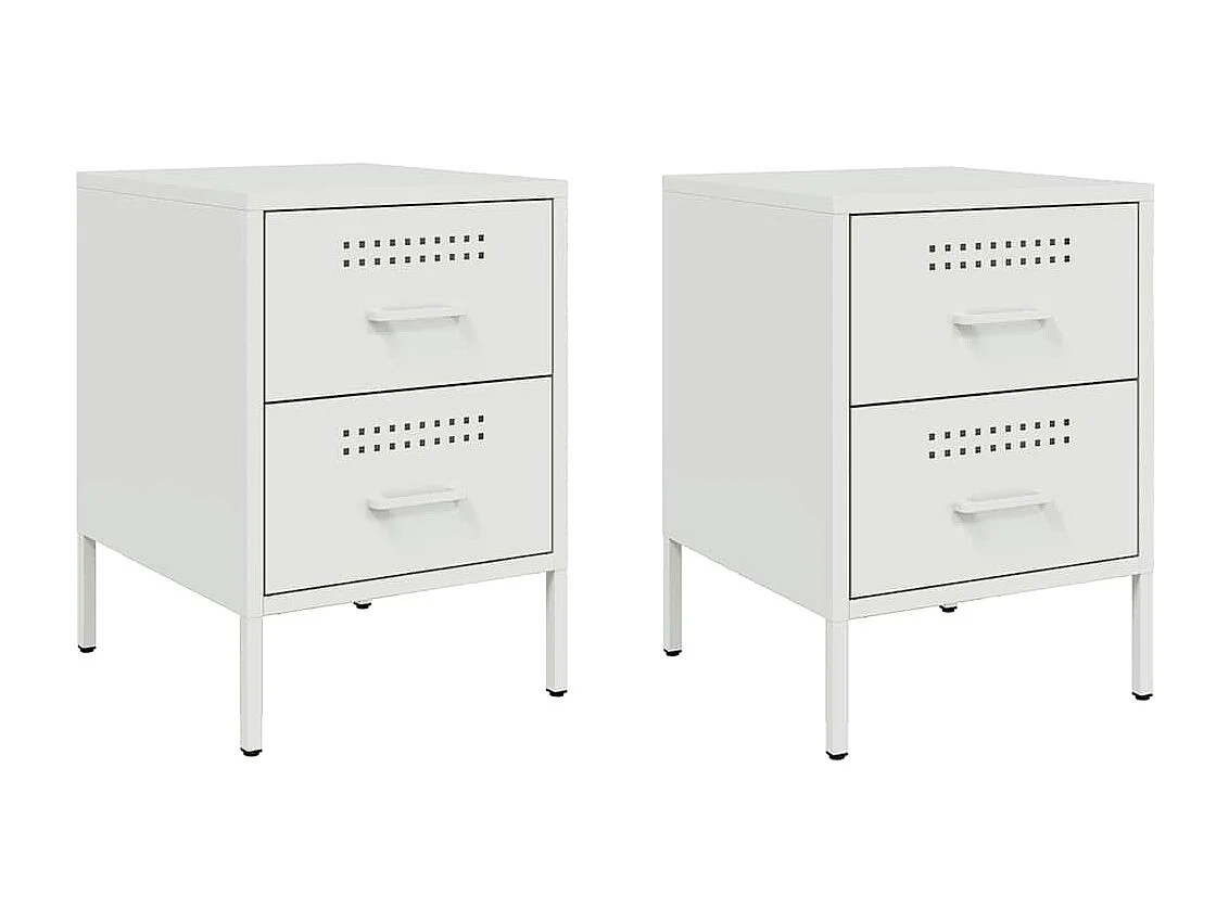 Tables de chevet 2 pcs blanc 36x39x50,5 cm acier