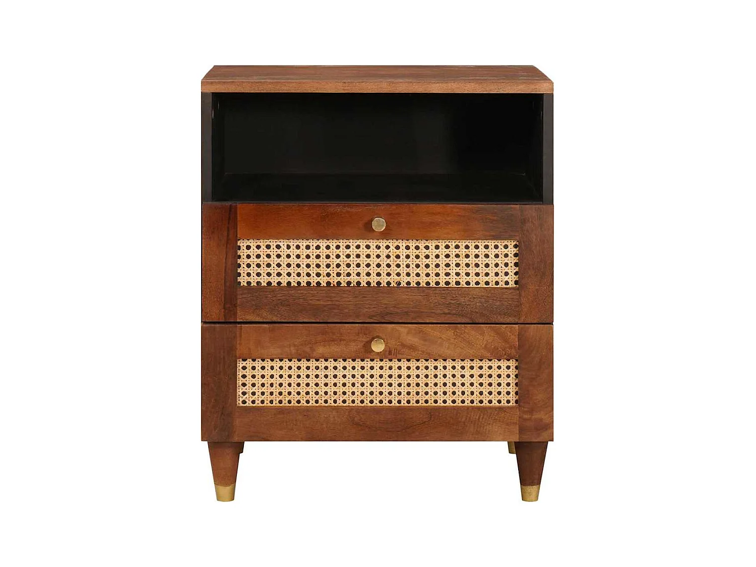 Tables de chevet Marron Rotin et bois de mangue massif